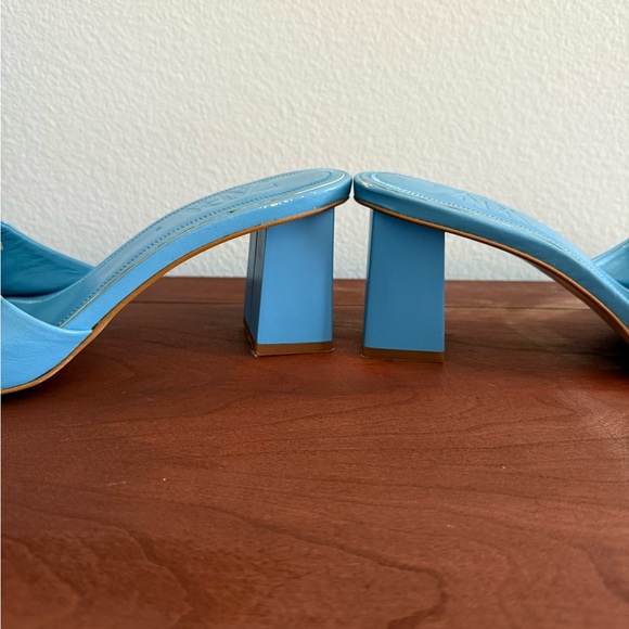 Zara Women's Sky Blue Leather Mules - Picture 6 of 7